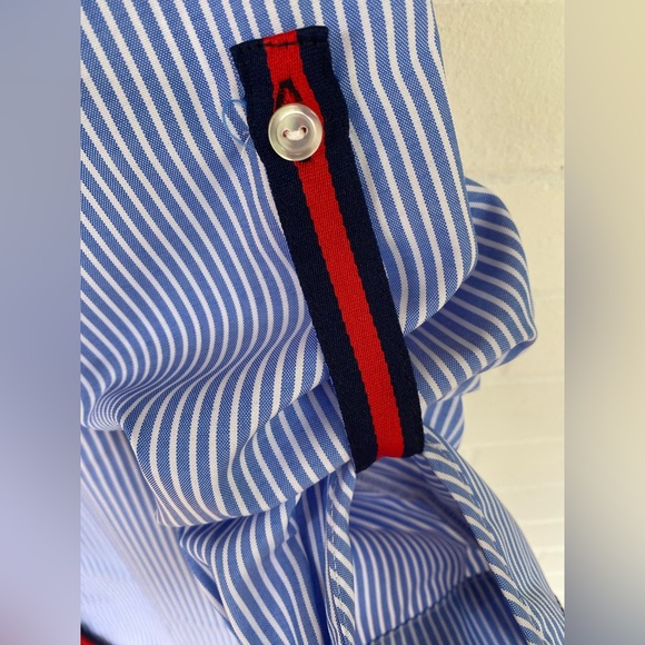 NWT “Absolutely ❤️ it” Light Blue & White Striped Button Down Shirt Tunic Size L - Picture 4 of 15